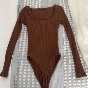 Brown long sleeve bodysuit